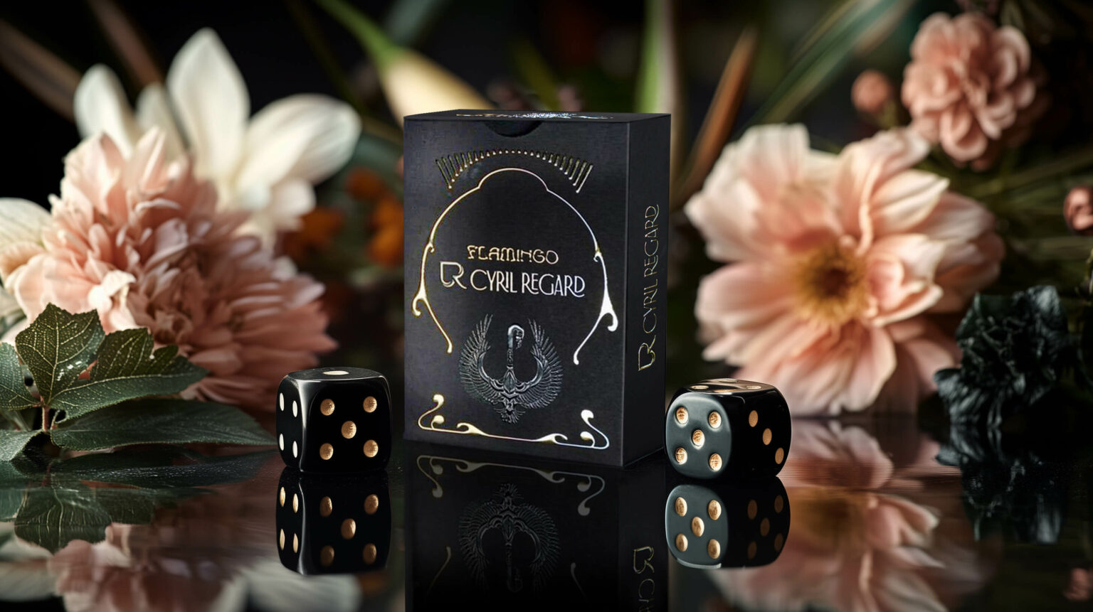 L’étui du jeu de cartes Flamingo de Cyril Regard