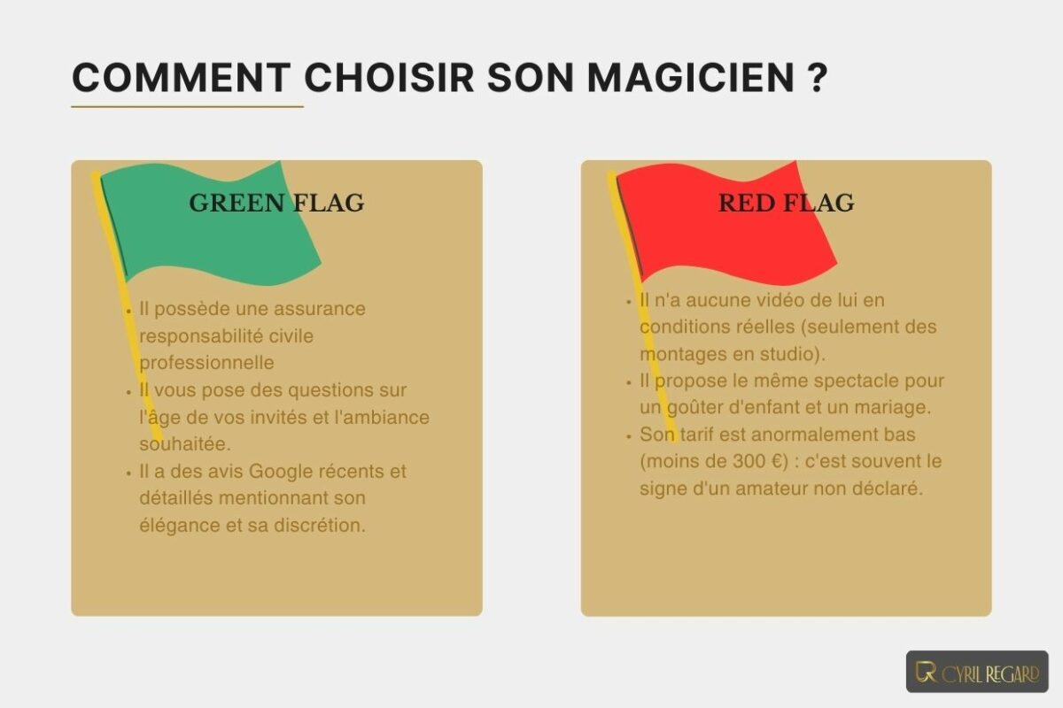 comment choisir son magicien de mariage red flag green flag