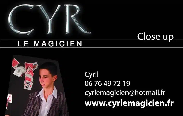 Sa carte de visite de 2007 : « Cyr le magicien », close-up